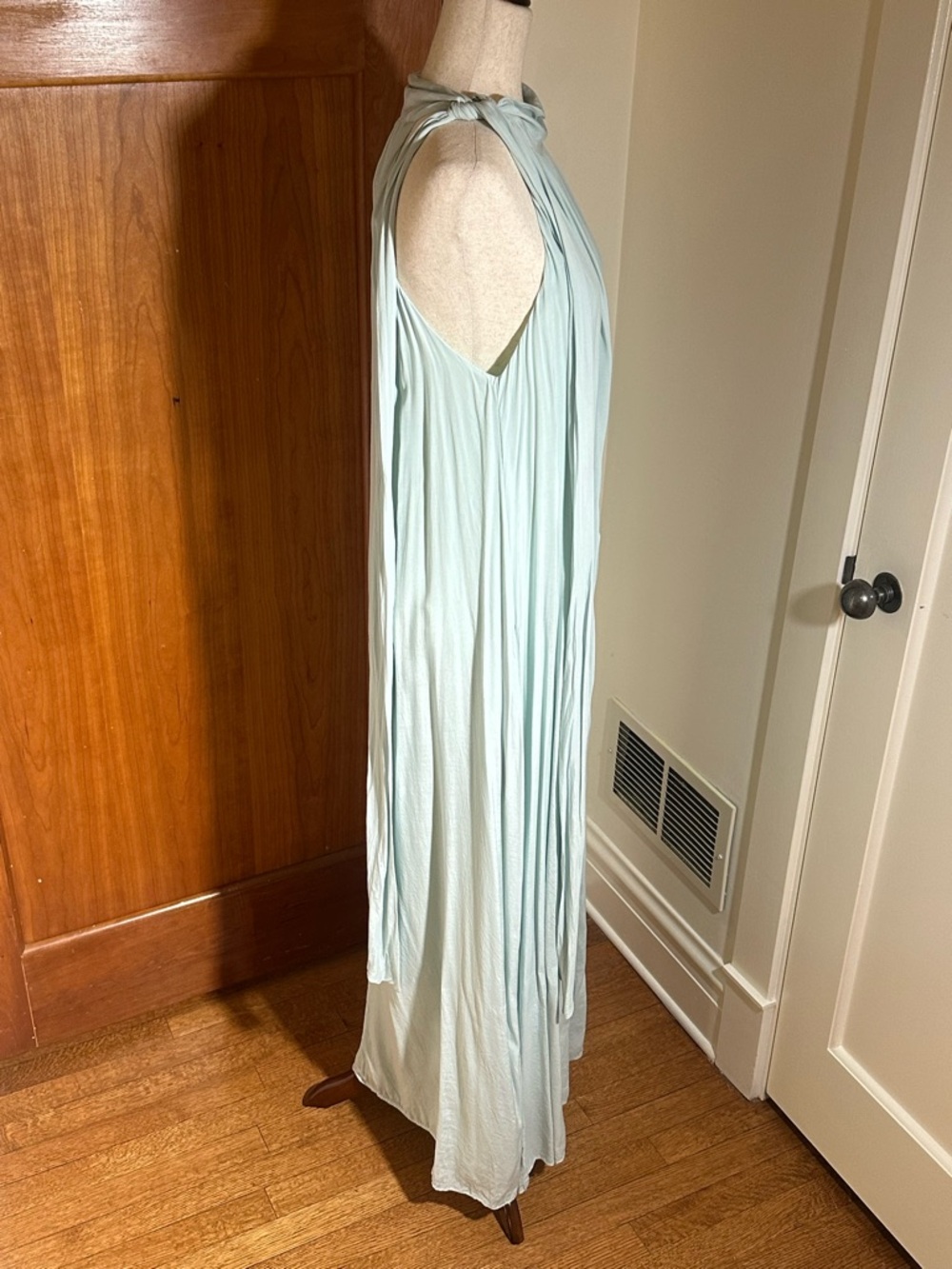 Something Navy Cupro Mint Green Pleated Halter Dress - Picture 4 of 11